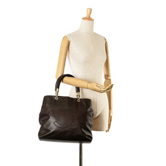CHANEL Coco Mark Tote Bag Brown Caviar Skin Women's - Picture 8 of 8
